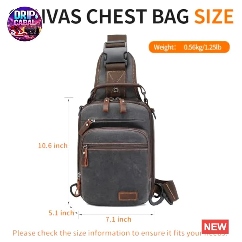 Waxed Canvas Crossbody Sling Bag Water Resistant Shoulder Bag Daypack